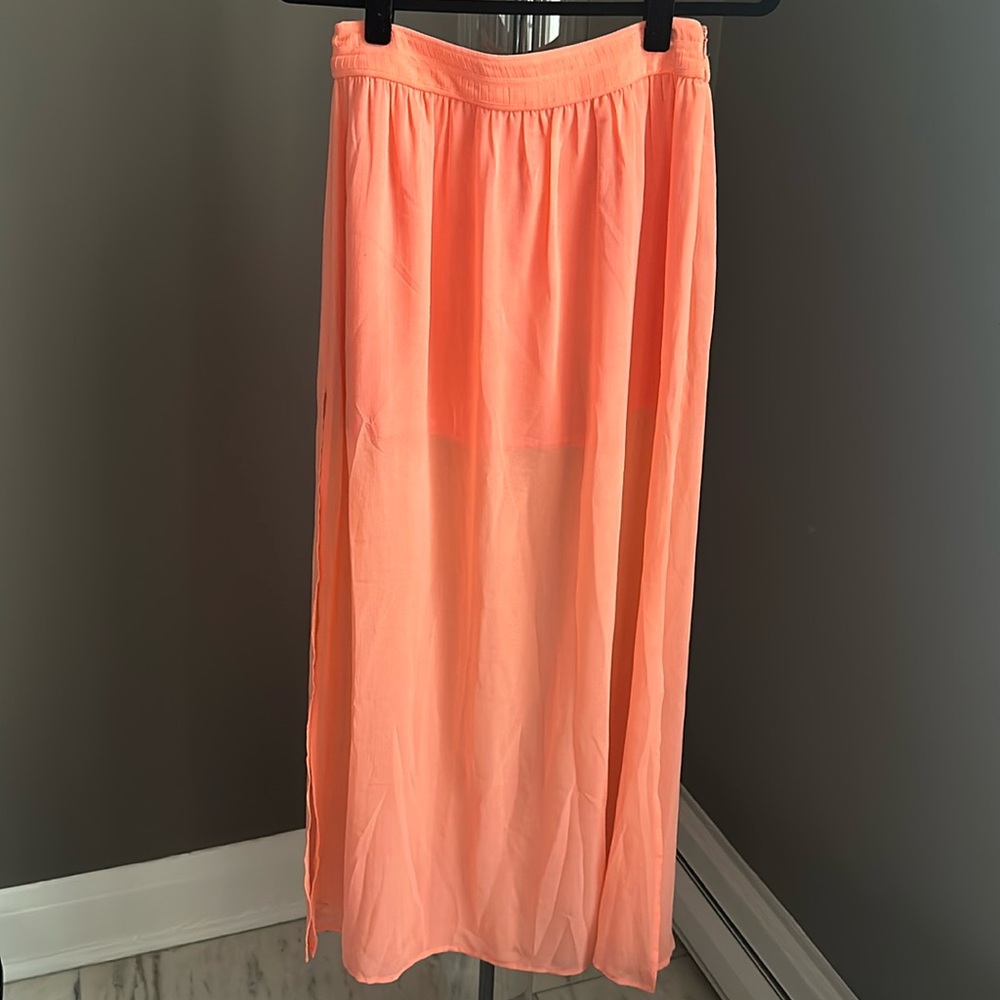 Neon Coral Maxi Skirt - S